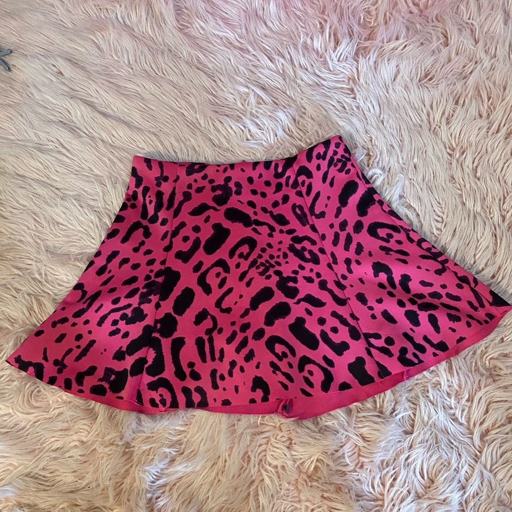 Pink Skirt With Black Details, with zipper at the back.      Size: Small